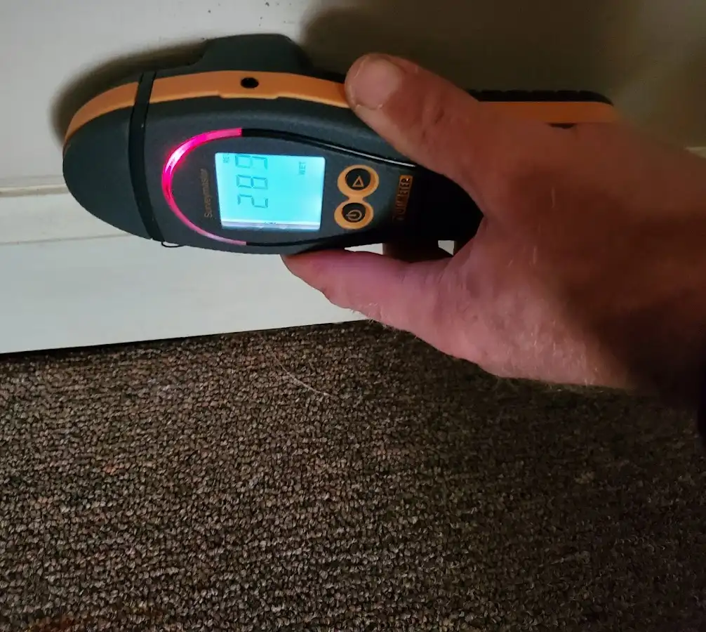 Moisture detection at baseboard during Burst Pipe Cleanup in Canterbury